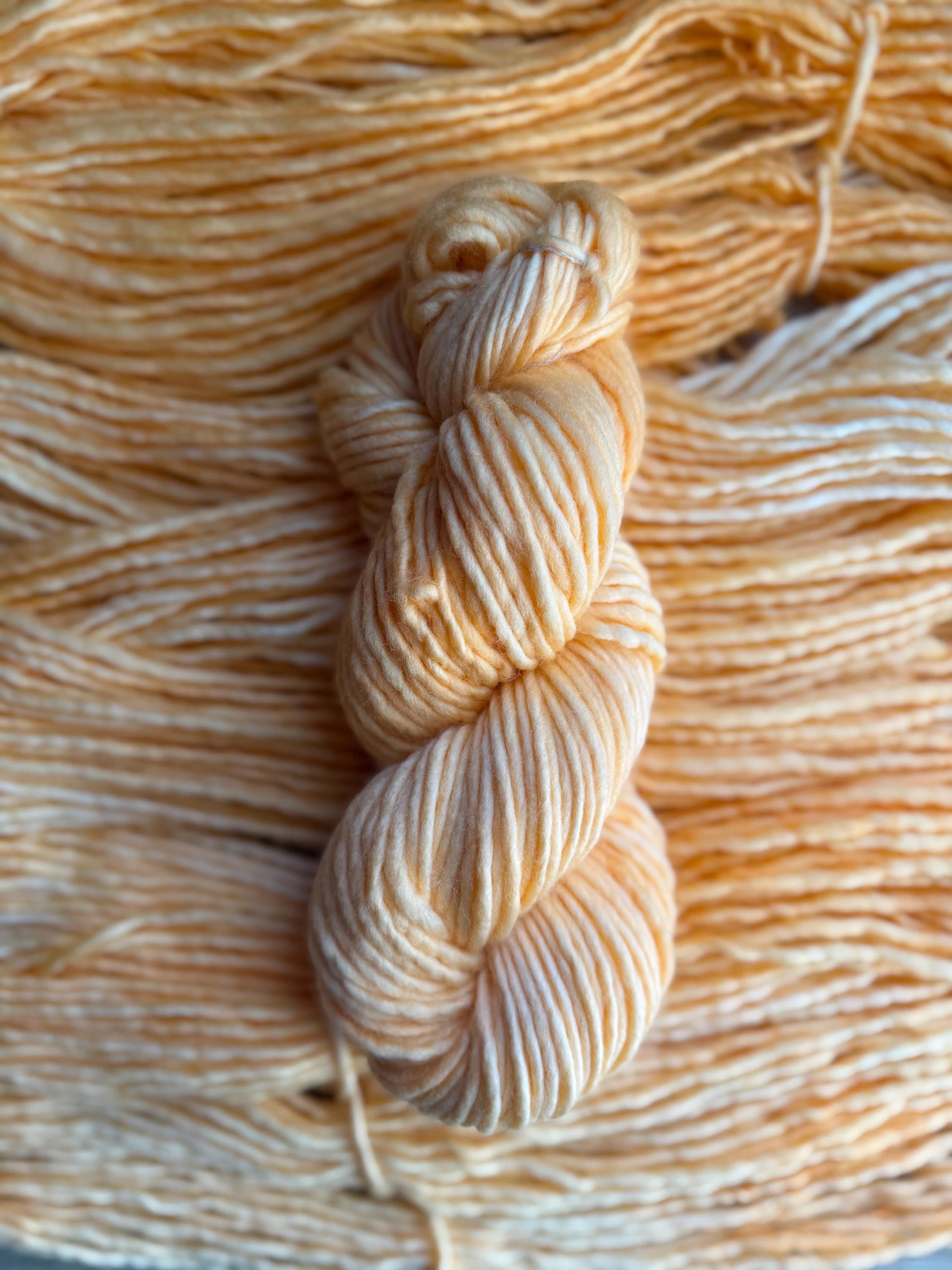 Apricot cream bulky hand dyed bulky merino wool, 109 yard, 5 weight, semi solid, multicolor, indie dye, superwash