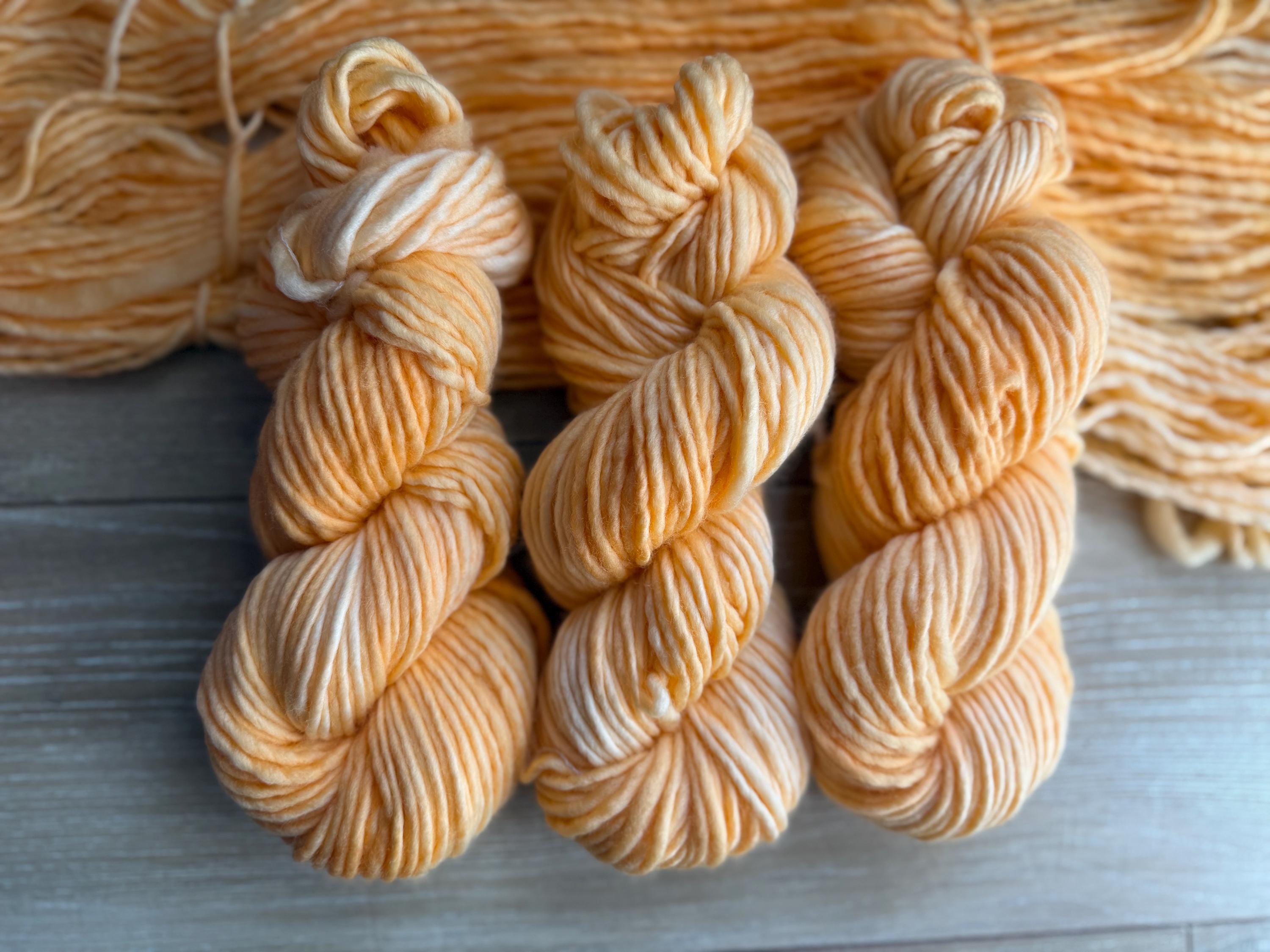 Apricot cream bulky hand dyed bulky merino wool, 109 yard, 5 weight, semi solid, multicolor, indie dye, superwash