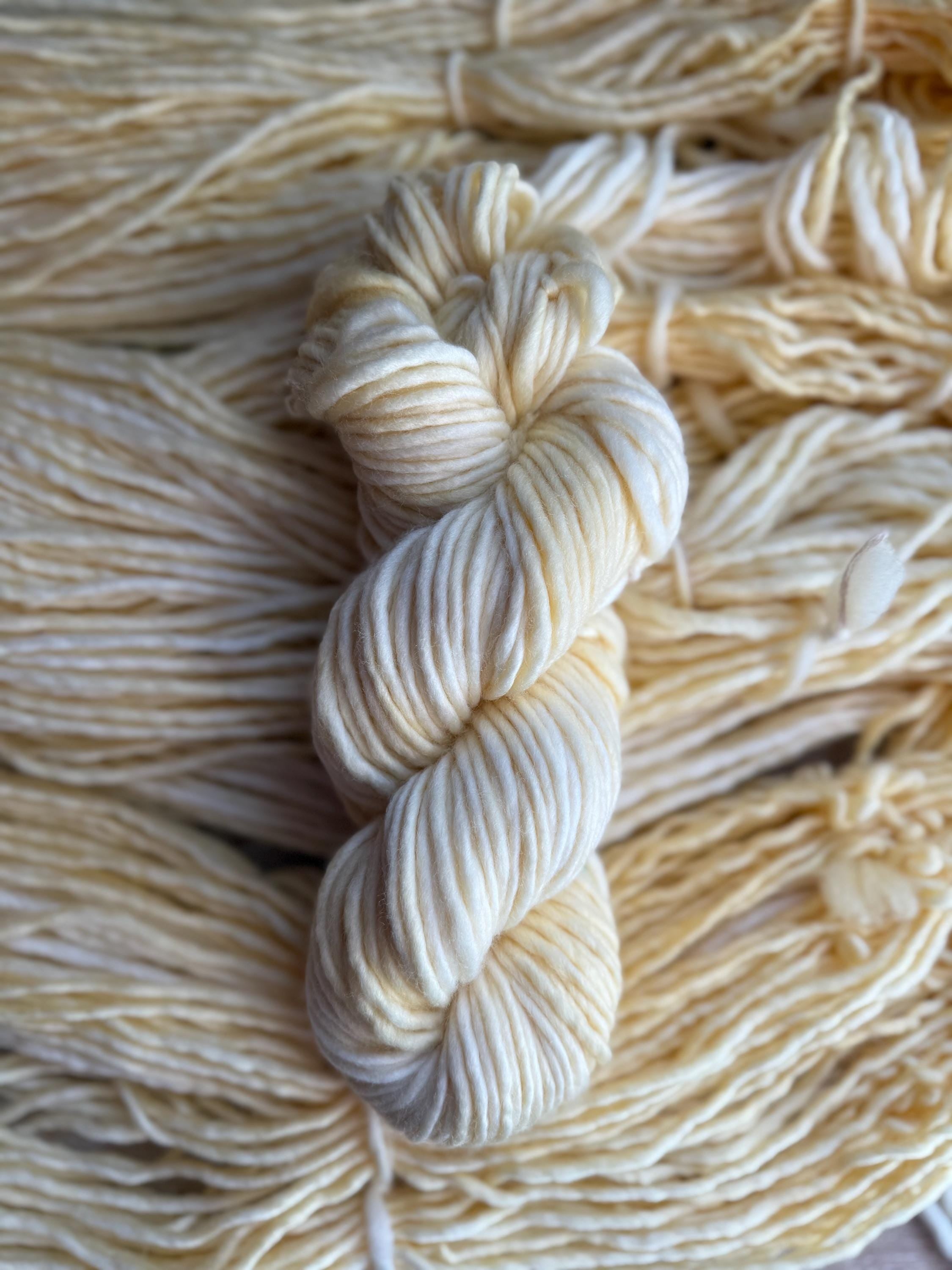 Buttercream bulky hand dyed bulky merino wool, 109 yard, 5 weight, semi solid, multicolor, indie dye, superwash