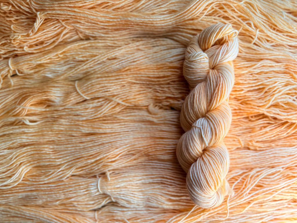 Apricot cream hand dyed (worsted/aran) merino wool, superwash yarn, hank of yarn , for knit crochet