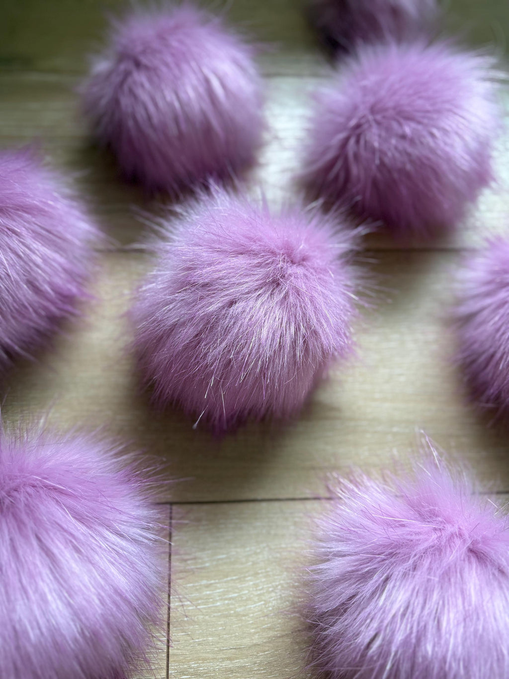 Orchid Pom, faux fur for knit and crochet beanies, small medium large, vegan fur mini, purple pink