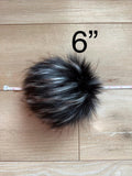 Midnight lynx luxe Pom, faux fur for knit and crochet beanies, toque topper, winter hat, small medium large mini, for adult baby child