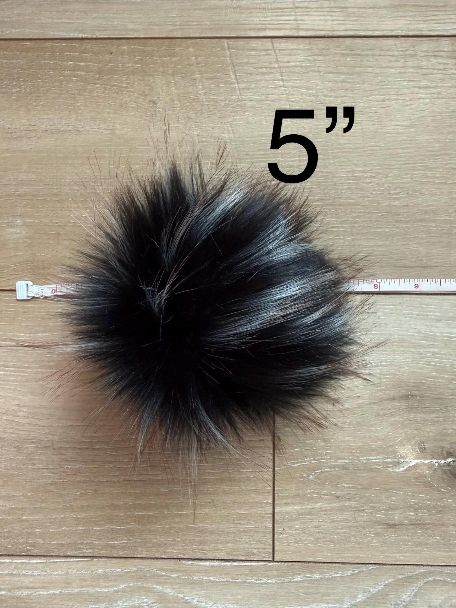 Midnight lynx luxe Pom, faux fur for knit and crochet beanies, toque topper, winter hat, small medium large mini, for adult baby child