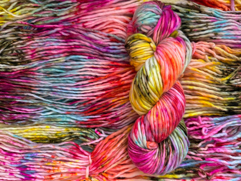Disco bulky hand dyed bulky merino wool, 109 yard, 5 weight, speckled, semi solid, multicolor, indie dye, superwash