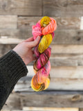 Disco hand dyed (sock/fingering) merino wool, superwash yarn, green purple pink, hank of yarn , for knit crochet