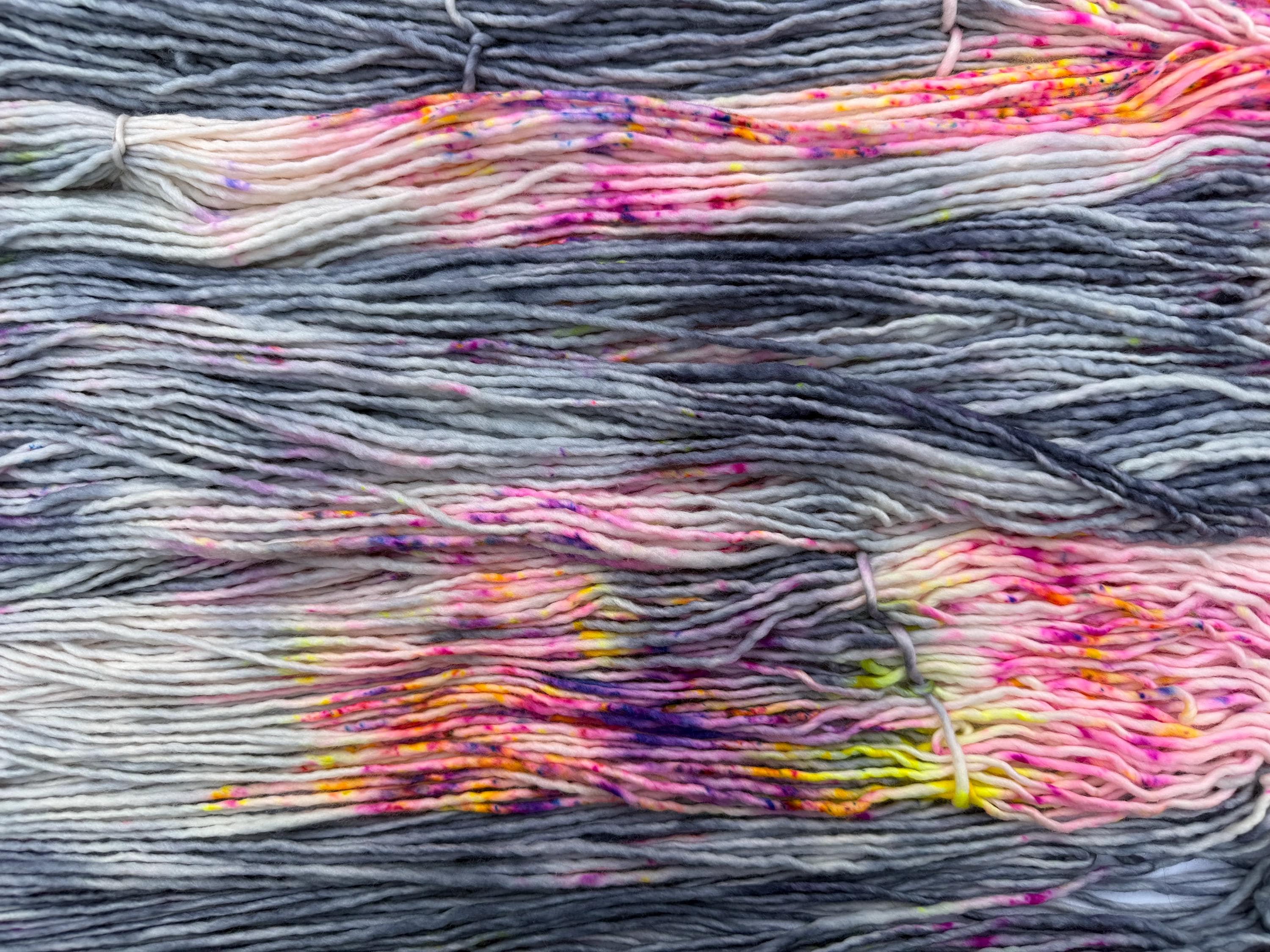 Neon smoke bulky hand dyed bulky merino wool, 109 yard, 5 weight, semi solid, multicolor, indie dye, superwash