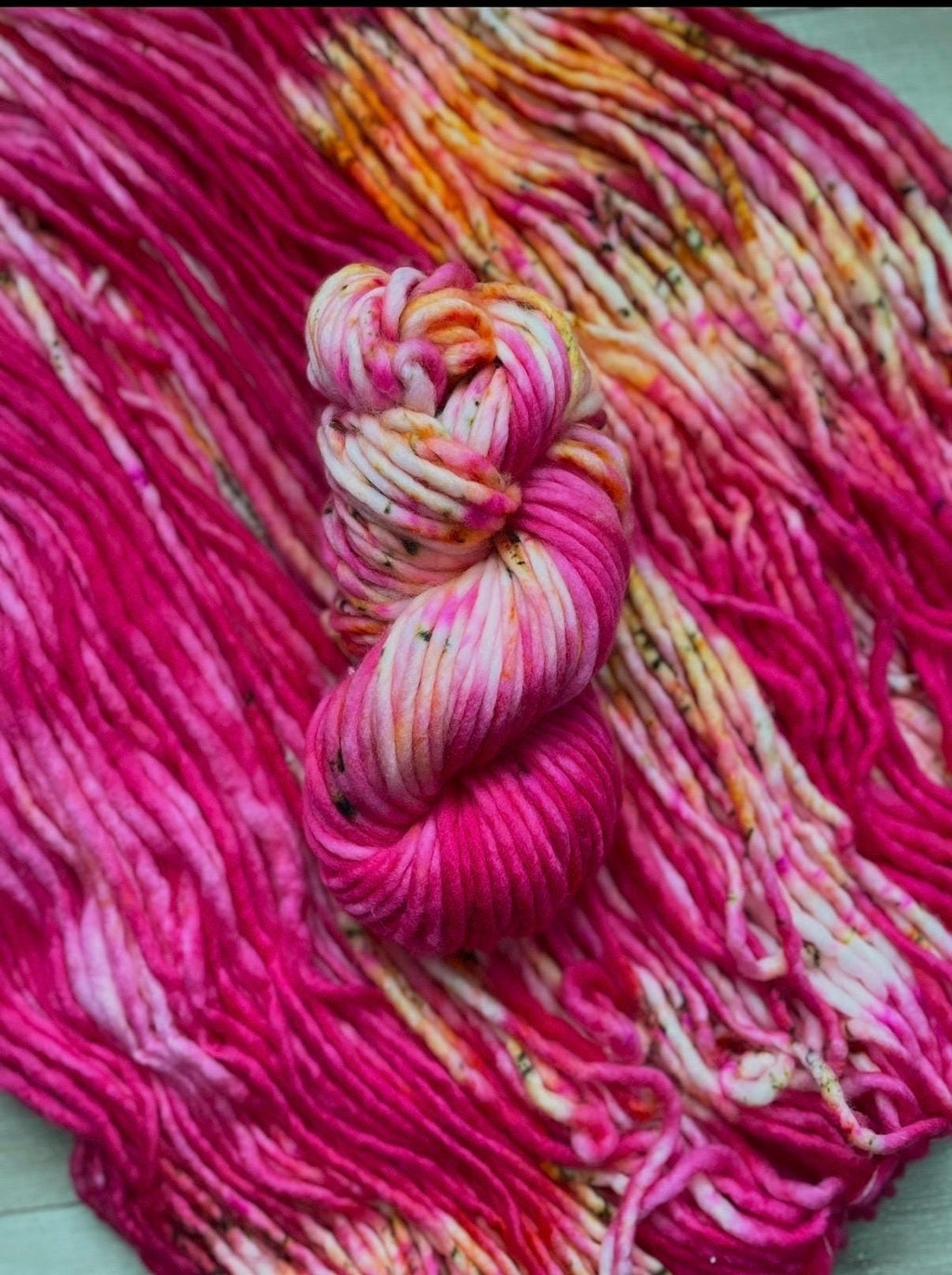 Pink garden Hand dyed super bulky merino wool yarn