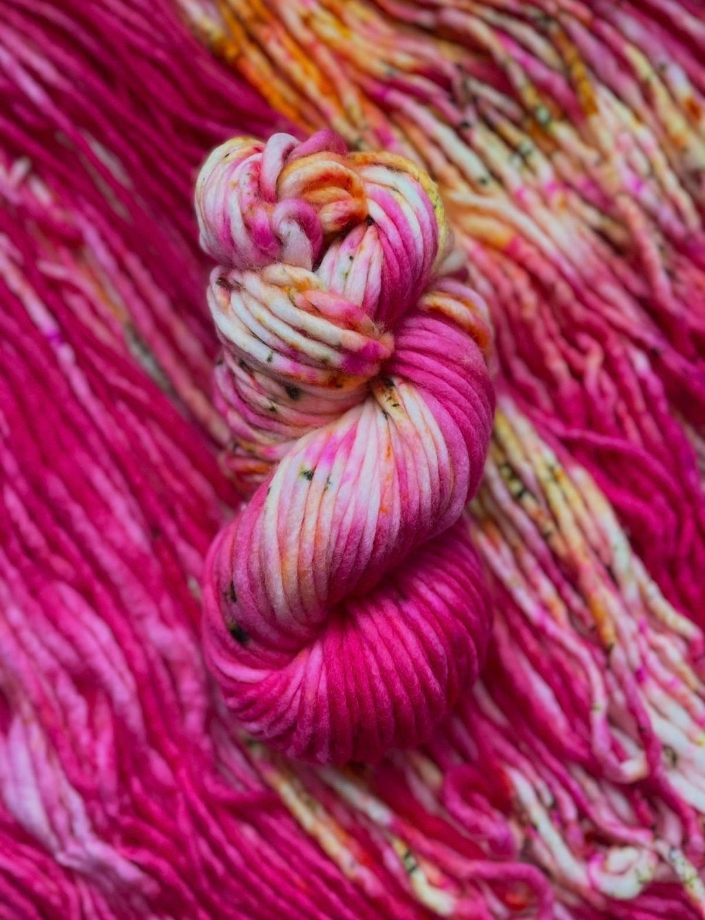 Pink garden Hand dyed super bulky merino wool yarn