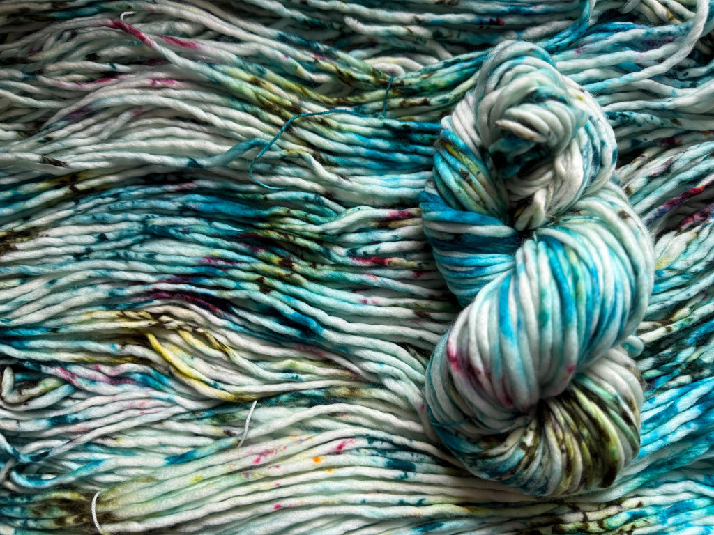 Pixie hand dyed super bulky merino wool, size 6 pink blue , natural, solid, multicolor, indie dye, superwash