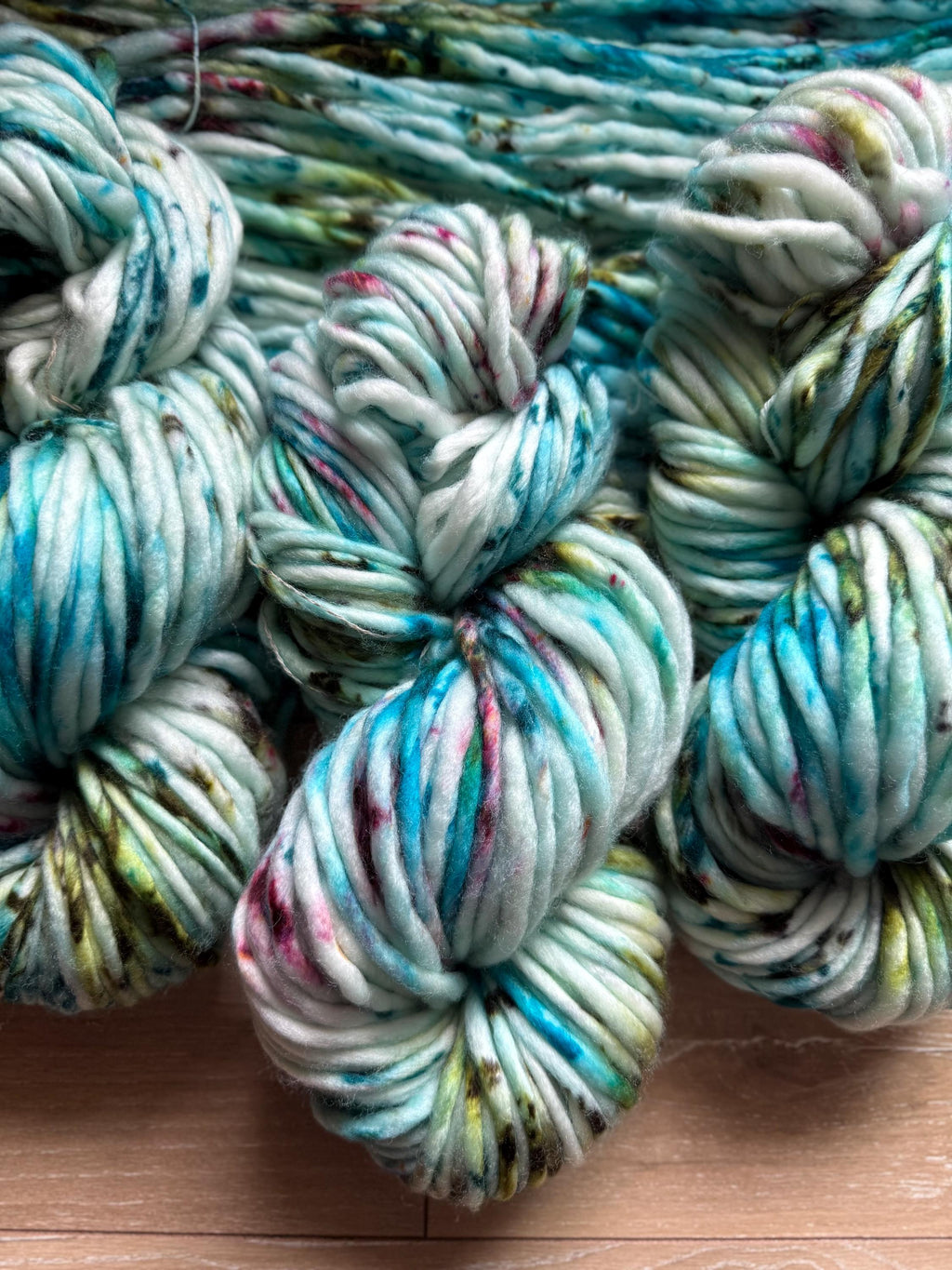 Pixie hand dyed super bulky merino wool, size 6 pink blue , natural, solid, multicolor, indie dye, superwash