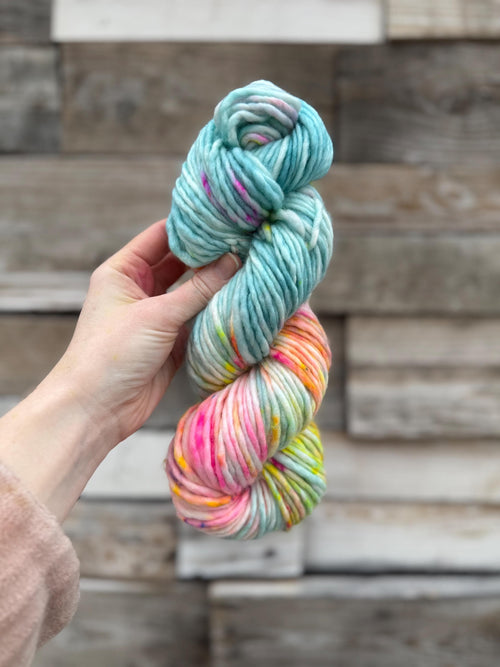 April showers bulky hand dyed bulky merino wool, 109 yard, 5 weight, semi solid, multicolor, indie dye, superwash