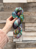 Peacock bulky hand dyed bulky merino wool, 109 yard, 5 weight, semi solid, multicolor, indie dye, superwash