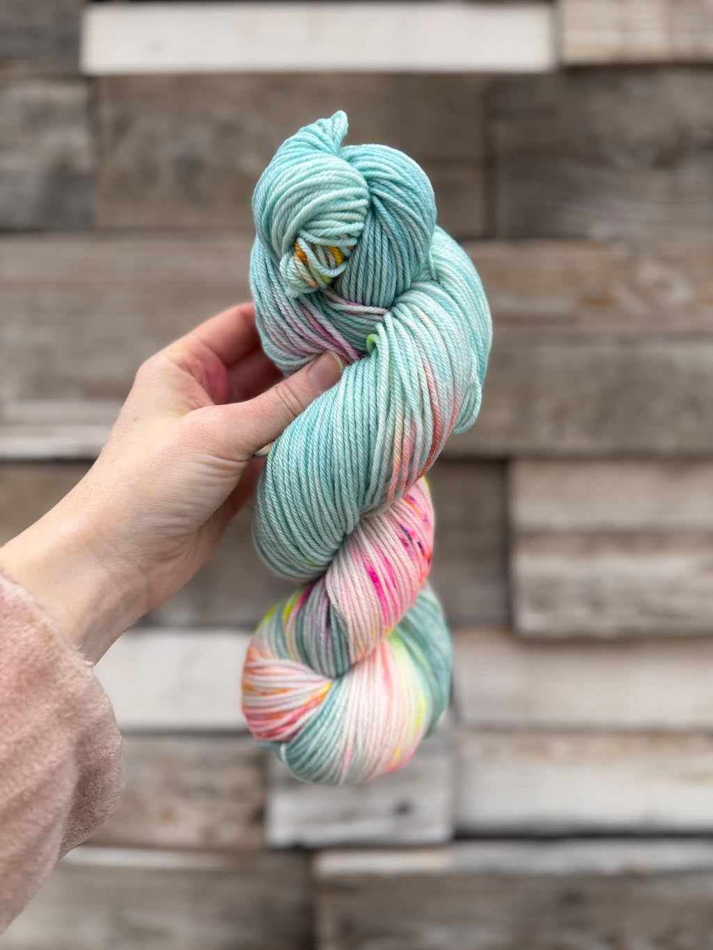 April showers hand dyed DK merino wool nylon blend superwash yarn, hank of yarn , for knit crochet, 4 ply