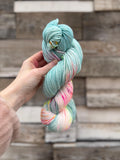 April showers hand dyed DK merino wool nylon blend superwash yarn, hank of yarn , for knit crochet, 4 ply