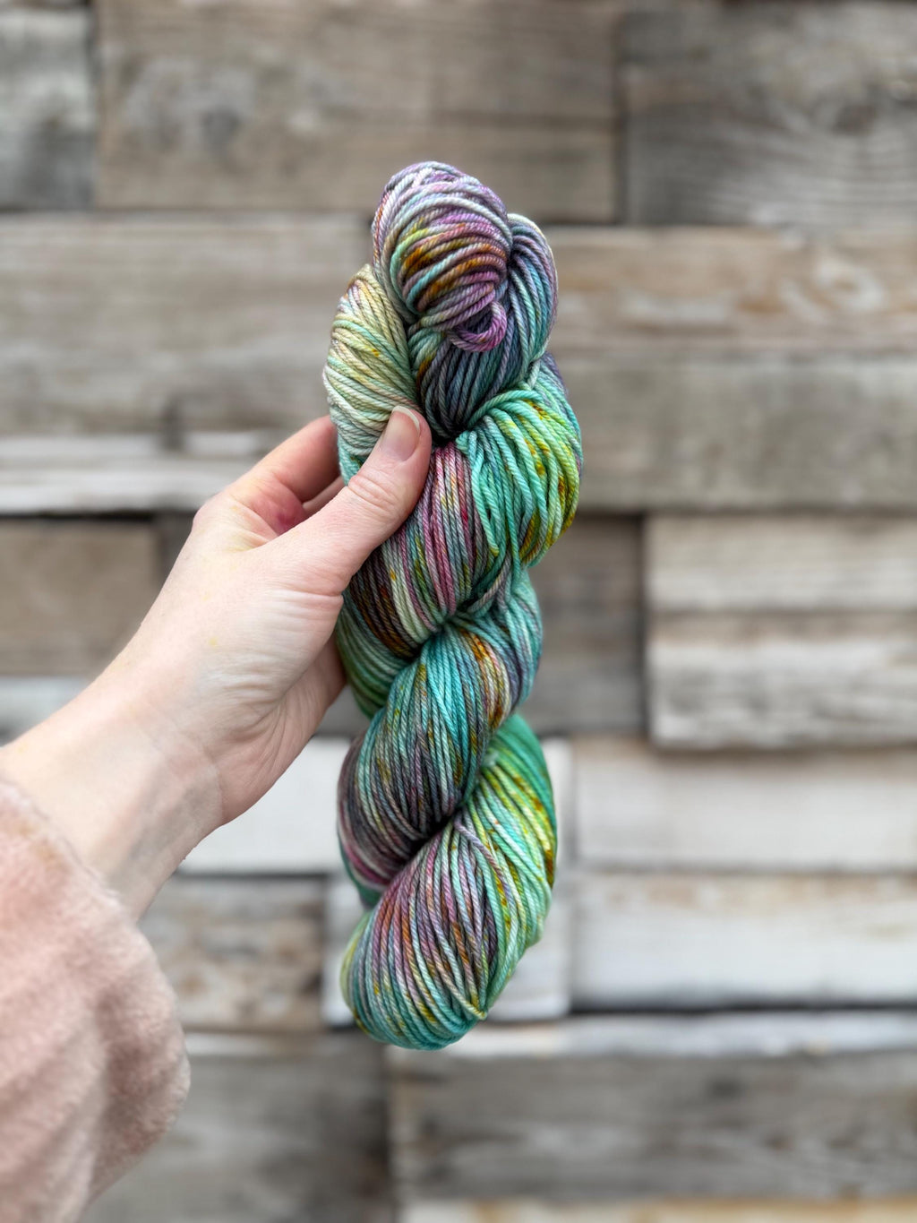 Peacock hand dyed DK merino wool nylon blend superwash yarn, hank of yarn , for knit crochet, 4 ply