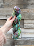Peacock hand dyed DK merino wool nylon blend superwash yarn, hank of yarn , for knit crochet, 4 ply