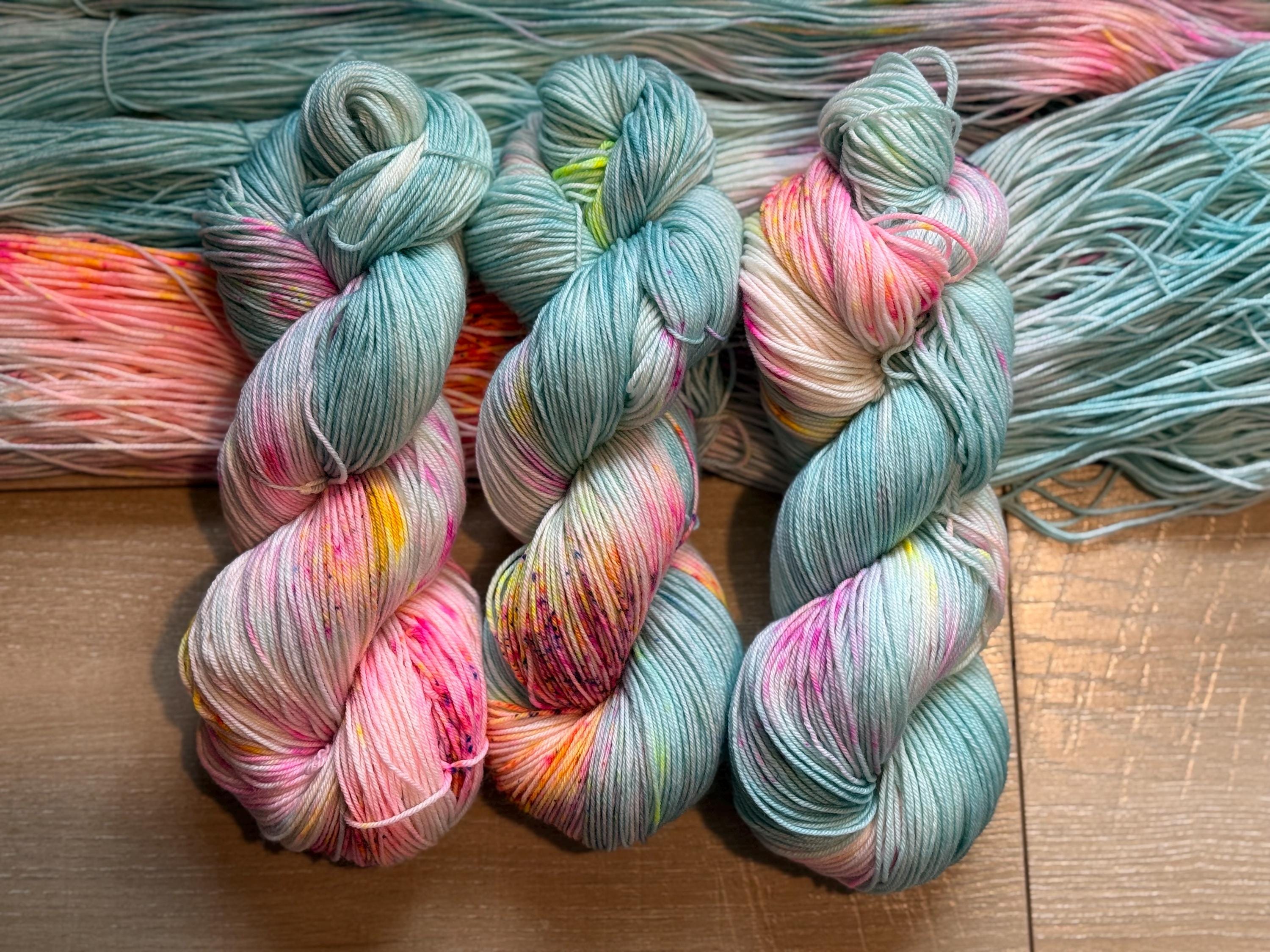 April showers hand dyed Sock/Fingering merino wool nylon blend superwash yarn, hank of yarn , for knit crochet, 4 ply