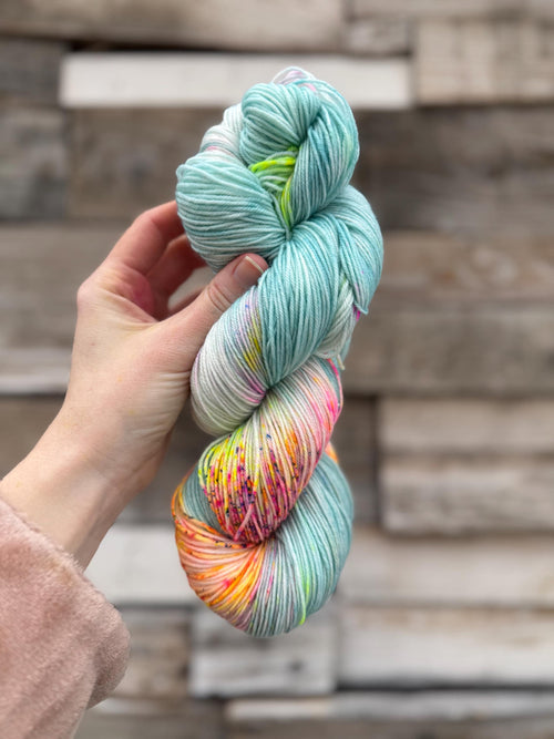 April showers hand dyed Sock/Fingering merino wool nylon blend superwash yarn, hank of yarn , for knit crochet, 4 ply