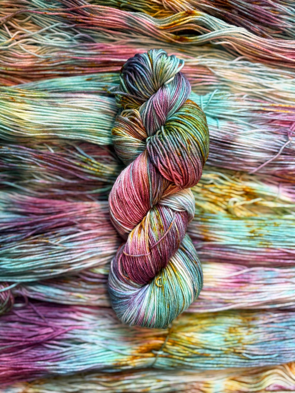 Peacock hand dyed Sock/Fingering merino wool nylon blend superwash yarn, hank of yarn , for knit crochet, 4 ply