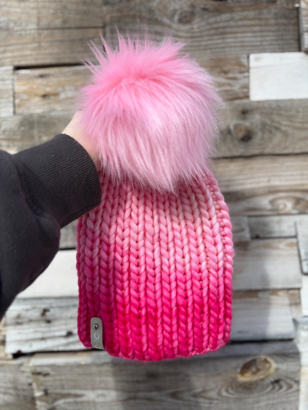 Pink knit luxury beanie, adult beanie, hat, winter toque, merino wool, adult medium, for her, handmade, gift light to dark