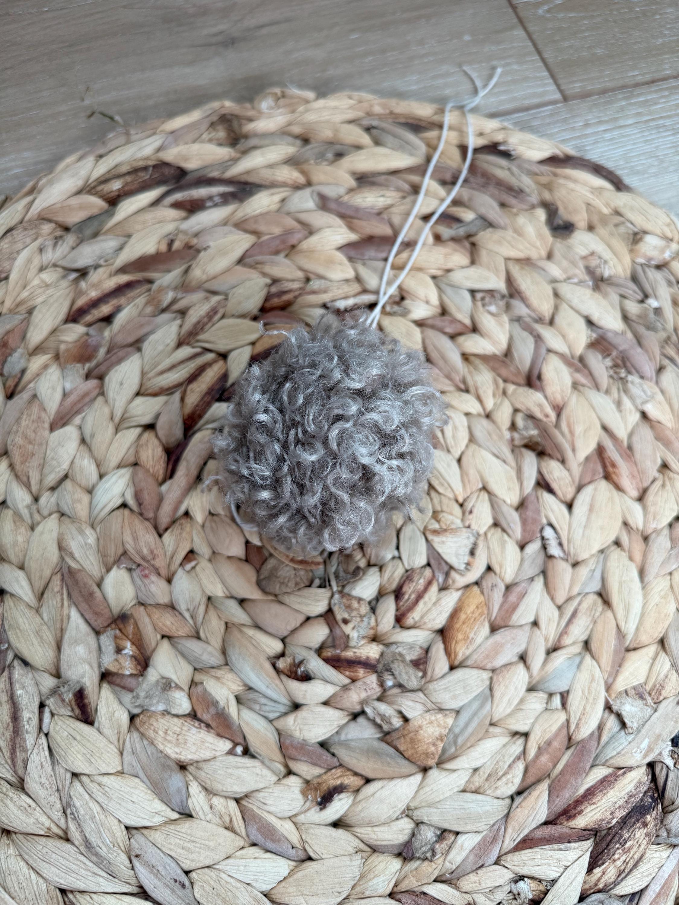 Crinkle faux fur Pom Pom, soft, holiday, small, fluffy, pre made, tie on, cotton string, for beanies, scarves 4 inch