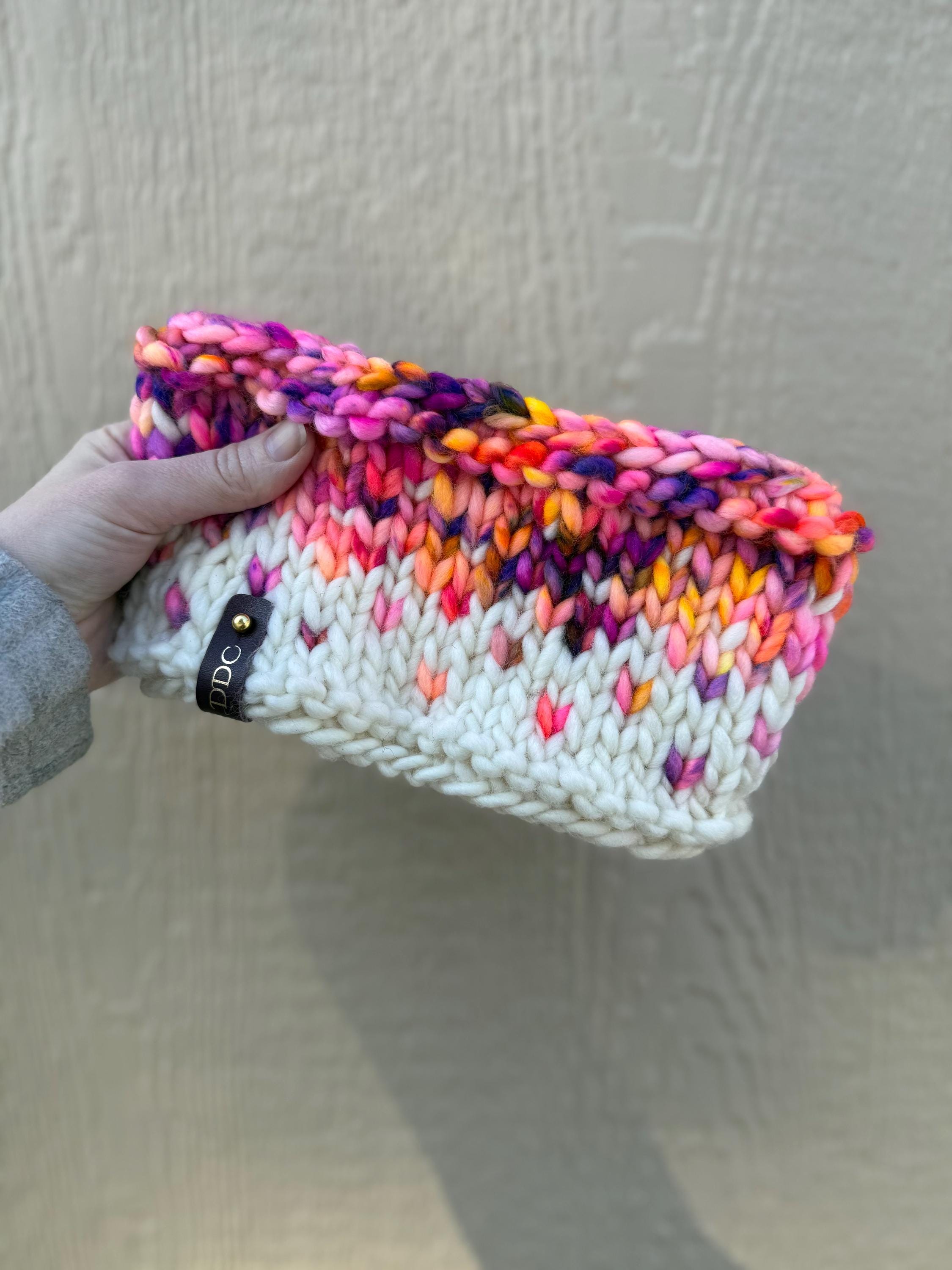 Solar flare multi color knit luxury ear warmer, primaveral headband