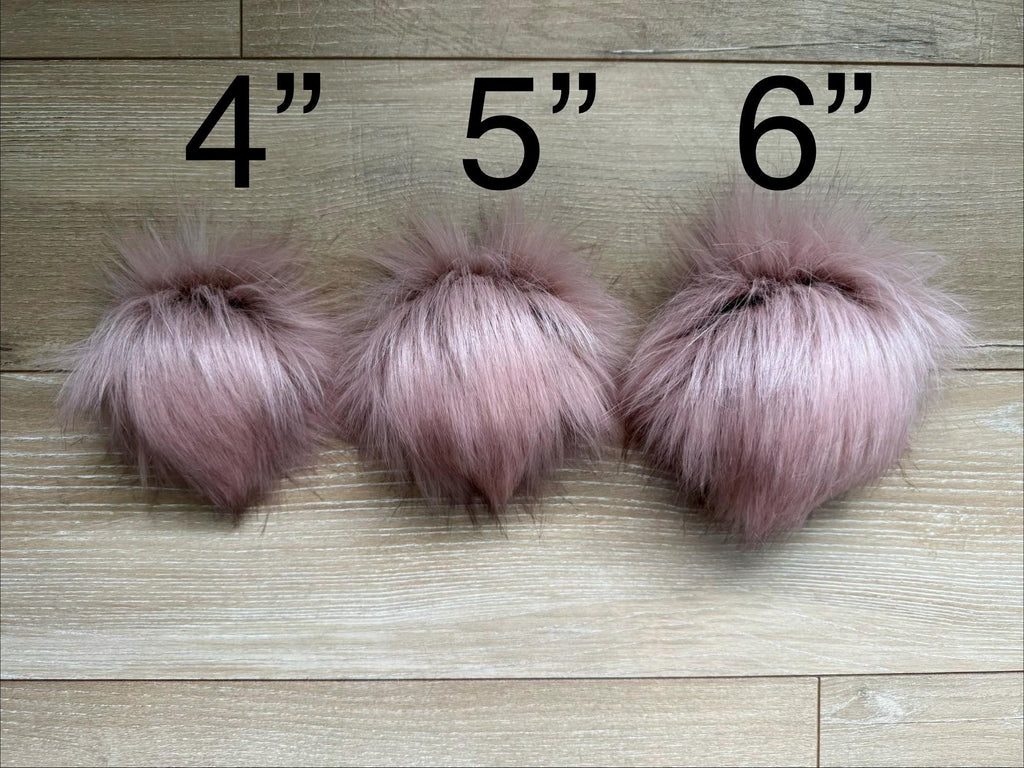 Pink quartz luxe faux fur Pom Poms, dusty pink, darker tips, beanies, scarves, crochet, knit, knitting, crocheting, high quality, luxury