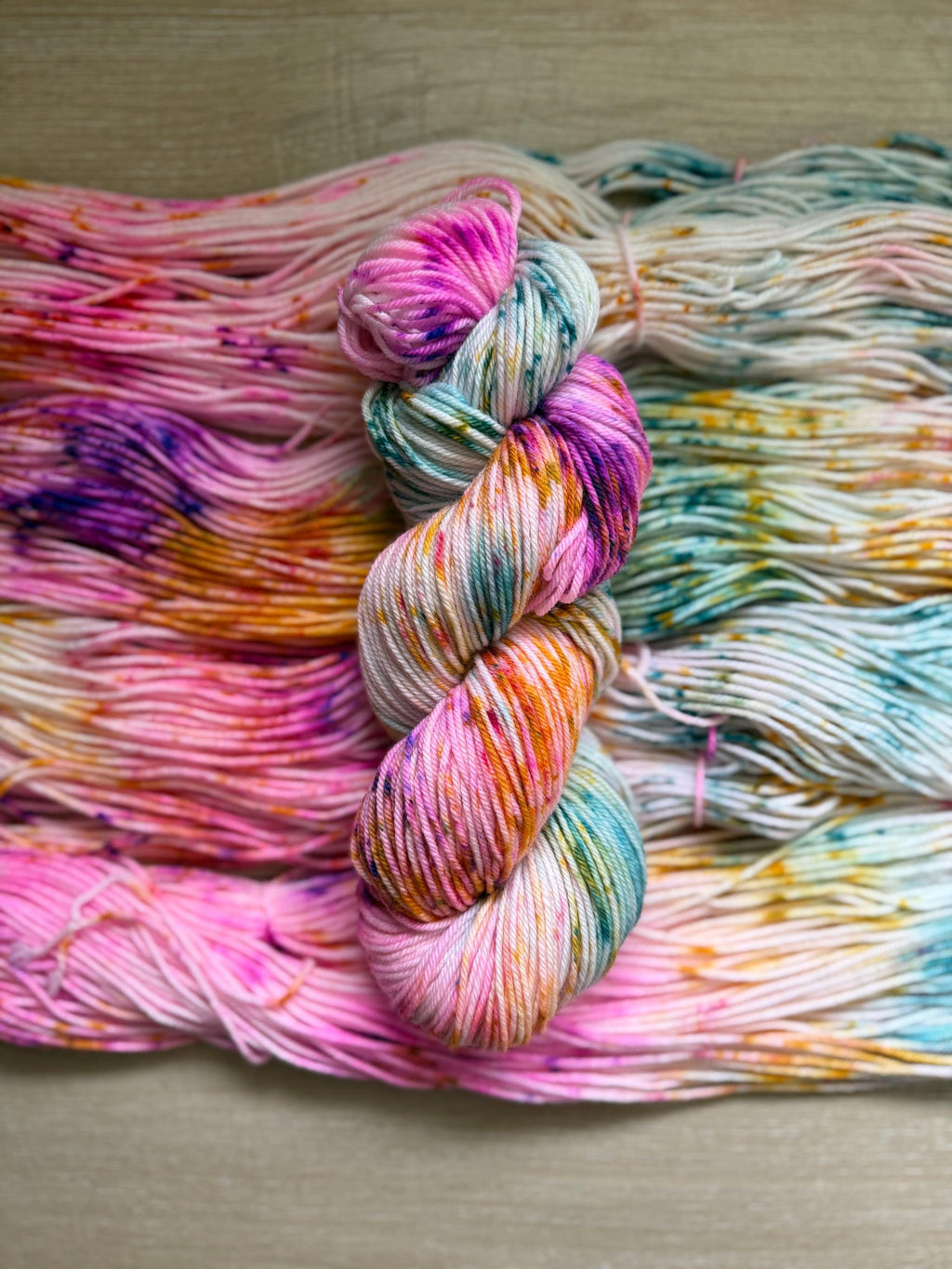 May flowers hand dyed DK merino wool nylon blend superwash yarn, hank of yarn , for knit crochet, 4 ply