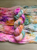 May flowers hand dyed DK merino wool nylon blend superwash yarn, hank of yarn , for knit crochet, 4 ply