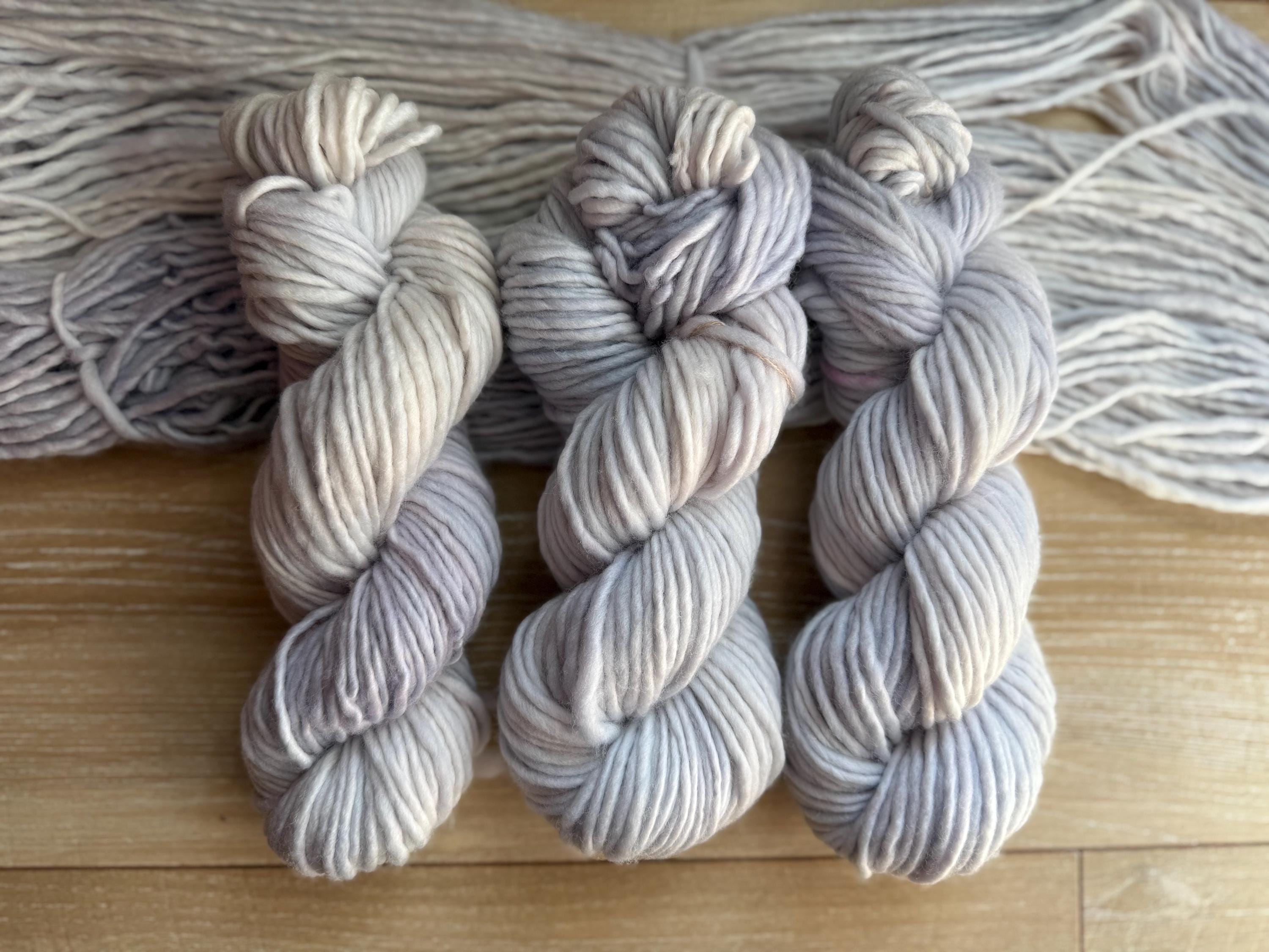 Morning frost bulky hand dyed bulky merino wool, 109 yard, 5 weight, semi solid, multicolor, indie dye, superwash