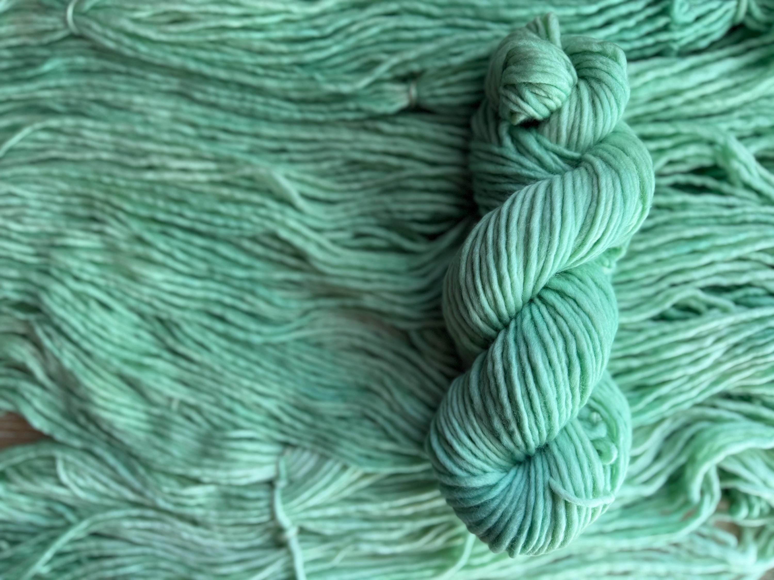 Pressed sage bulky hand dyed bulky merino wool, 109 yard, 5 weight, semi solid, multicolor, indie dye, superwash