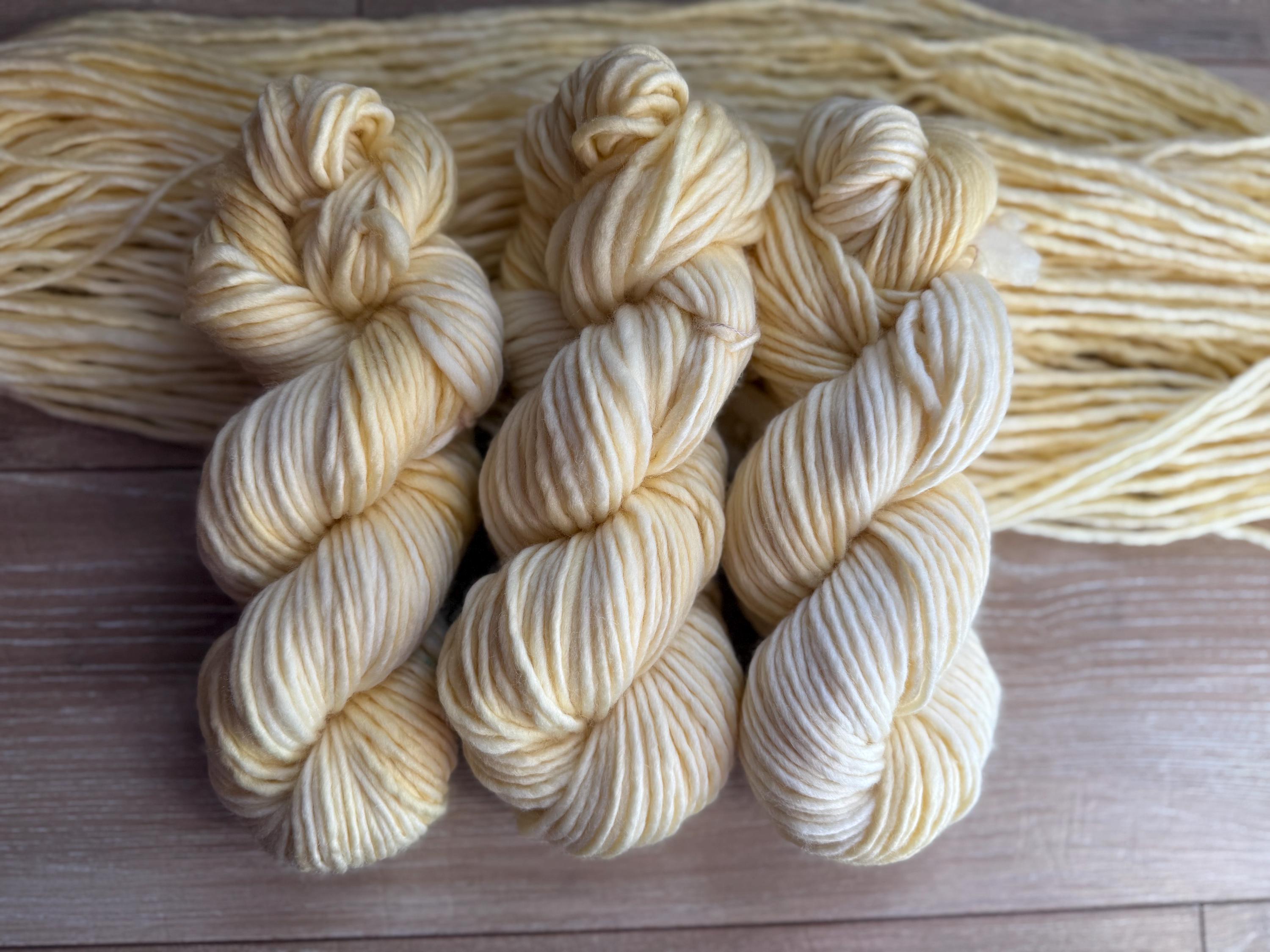 Buttercream bulky hand dyed bulky merino wool, 109 yard, 5 weight, semi solid, multicolor, indie dye, superwash