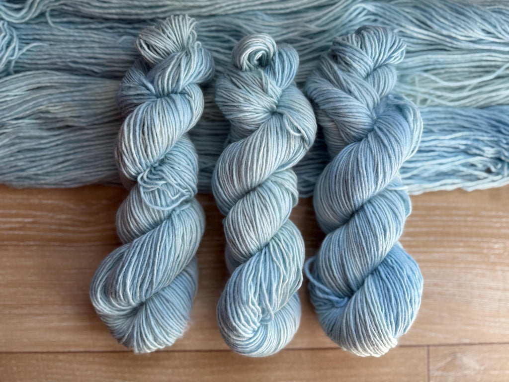 Morning mist hand dyed (worsted/aran) merino wool, superwash yarn, hank of yarn , for knit crochet
