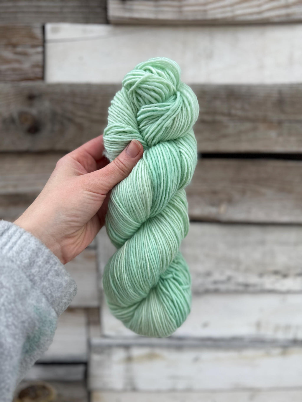Pressed sage hand dyed (worsted/aran) merino wool, superwash yarn, hank of yarn , for knit crochet