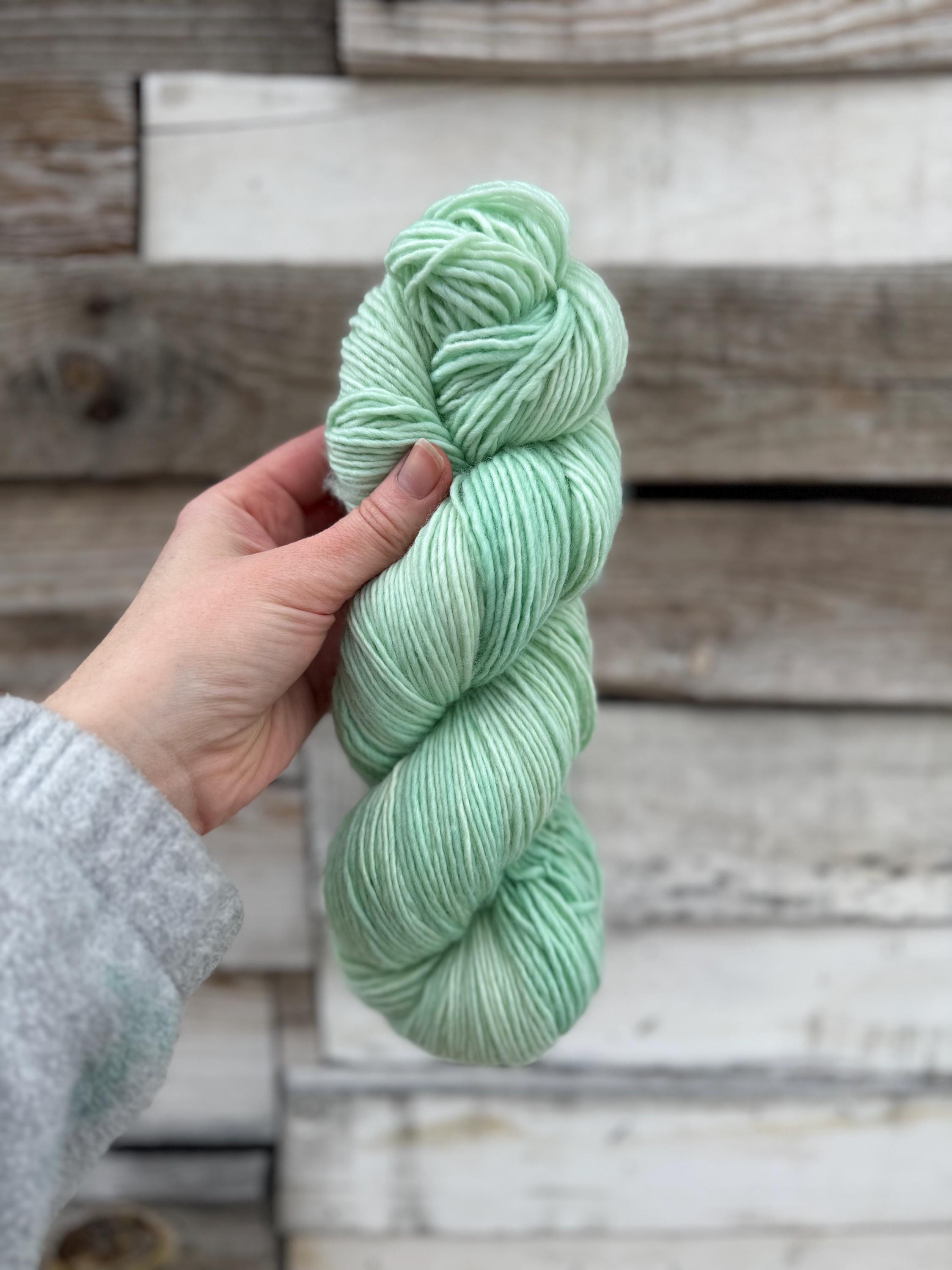 Pressed sage hand dyed (worsted/aran) merino wool, superwash yarn, hank of yarn , for knit crochet