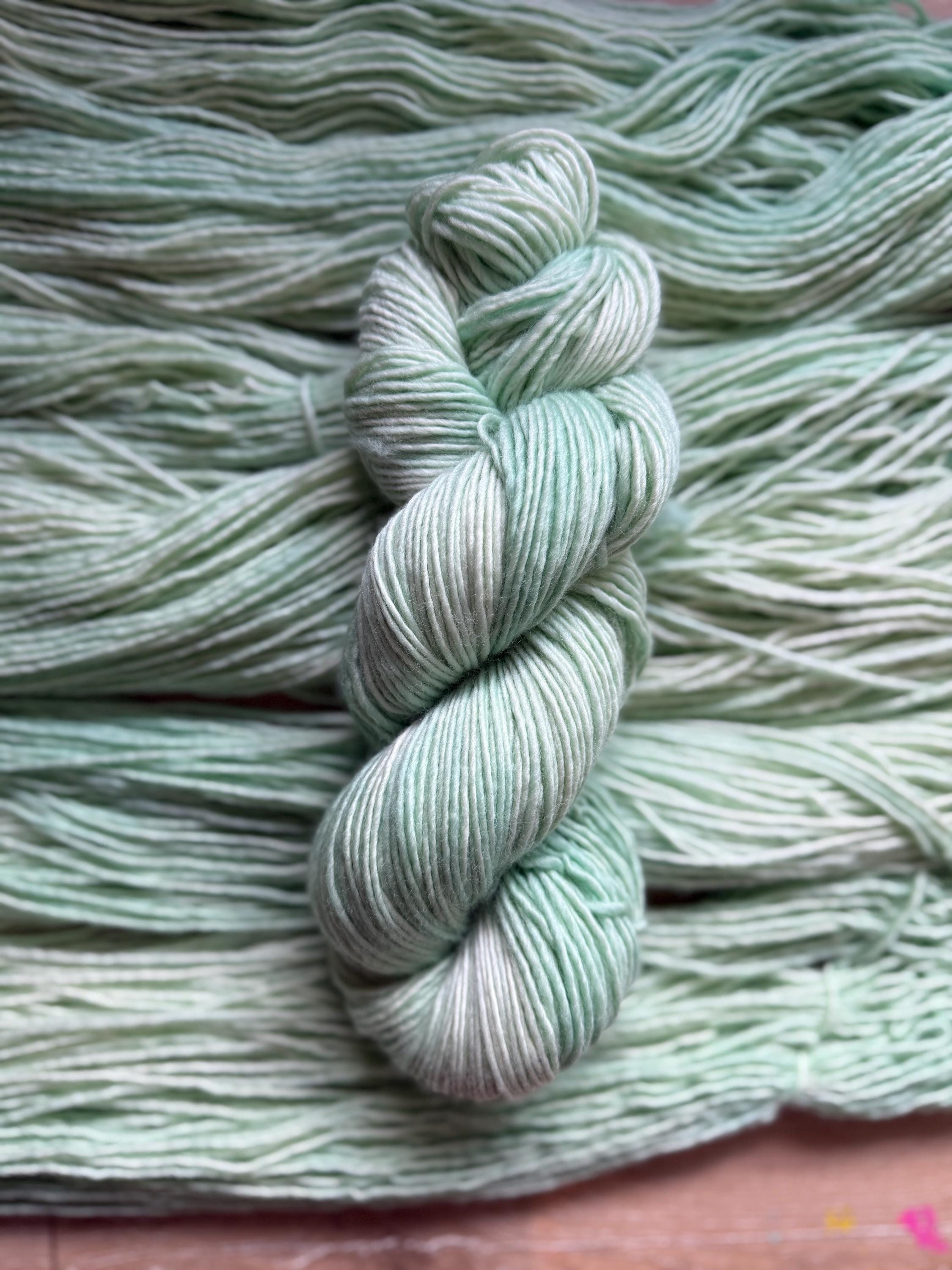 Pressed sage hand dyed (worsted/aran) merino wool, superwash yarn, hank of yarn , for knit crochet