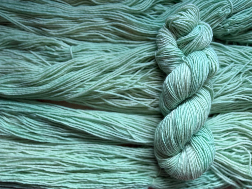 Pressed sage hand dyed (worsted/aran) merino wool, superwash yarn, hank of yarn , for knit crochet