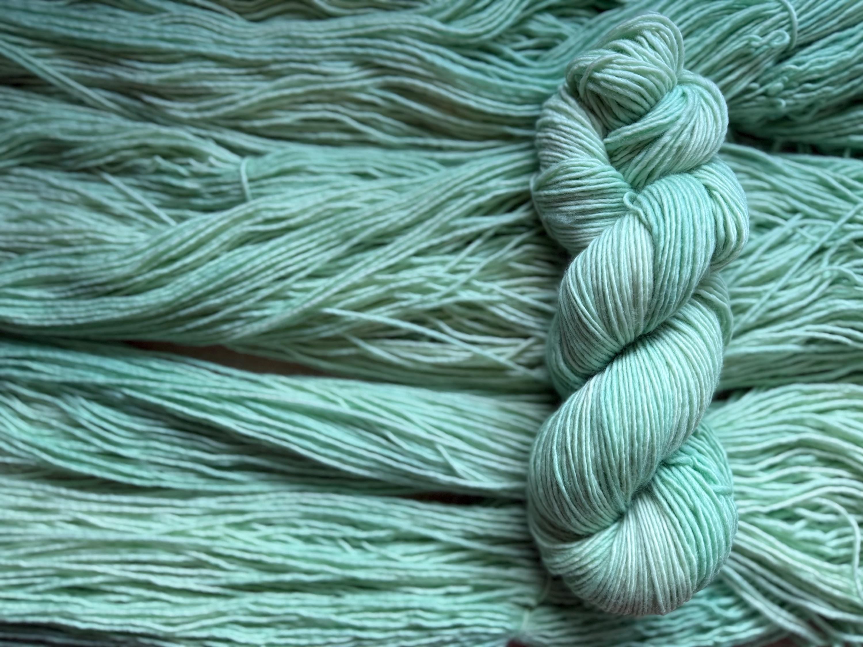 Pressed sage hand dyed (worsted/aran) merino wool, superwash yarn, hank of yarn , for knit crochet