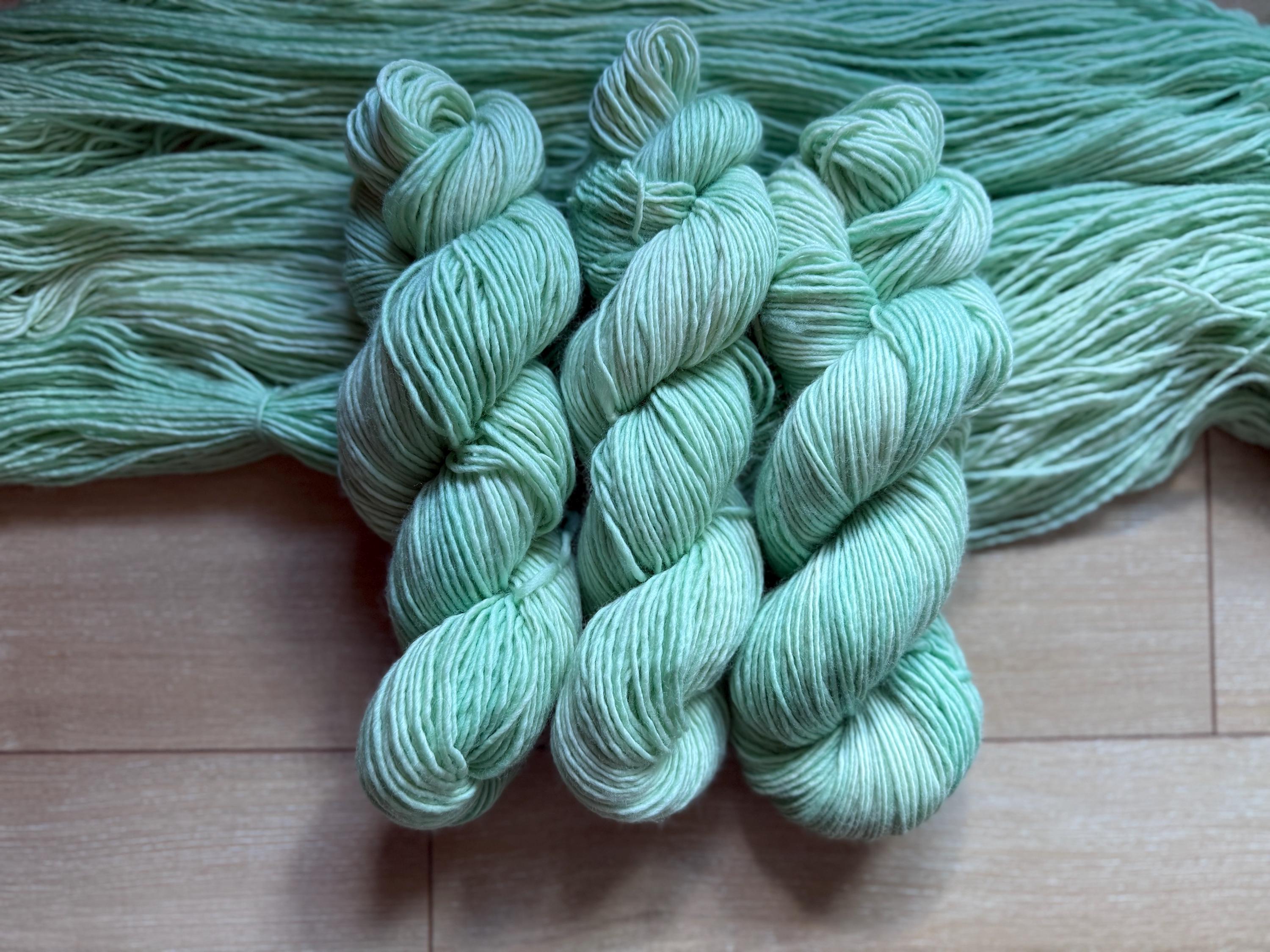 Pressed sage hand dyed (worsted/aran) merino wool, superwash yarn, hank of yarn , for knit crochet