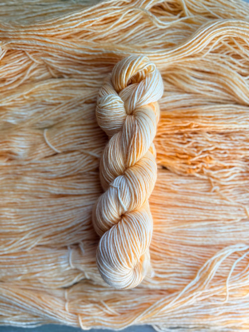 Apricot cream hand dyed (worsted/aran) merino wool, superwash yarn, hank of yarn , for knit crochet