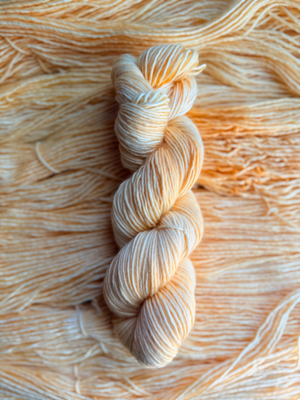 Apricot cream hand dyed (worsted/aran) merino wool, superwash yarn, hank of yarn , for knit crochet
