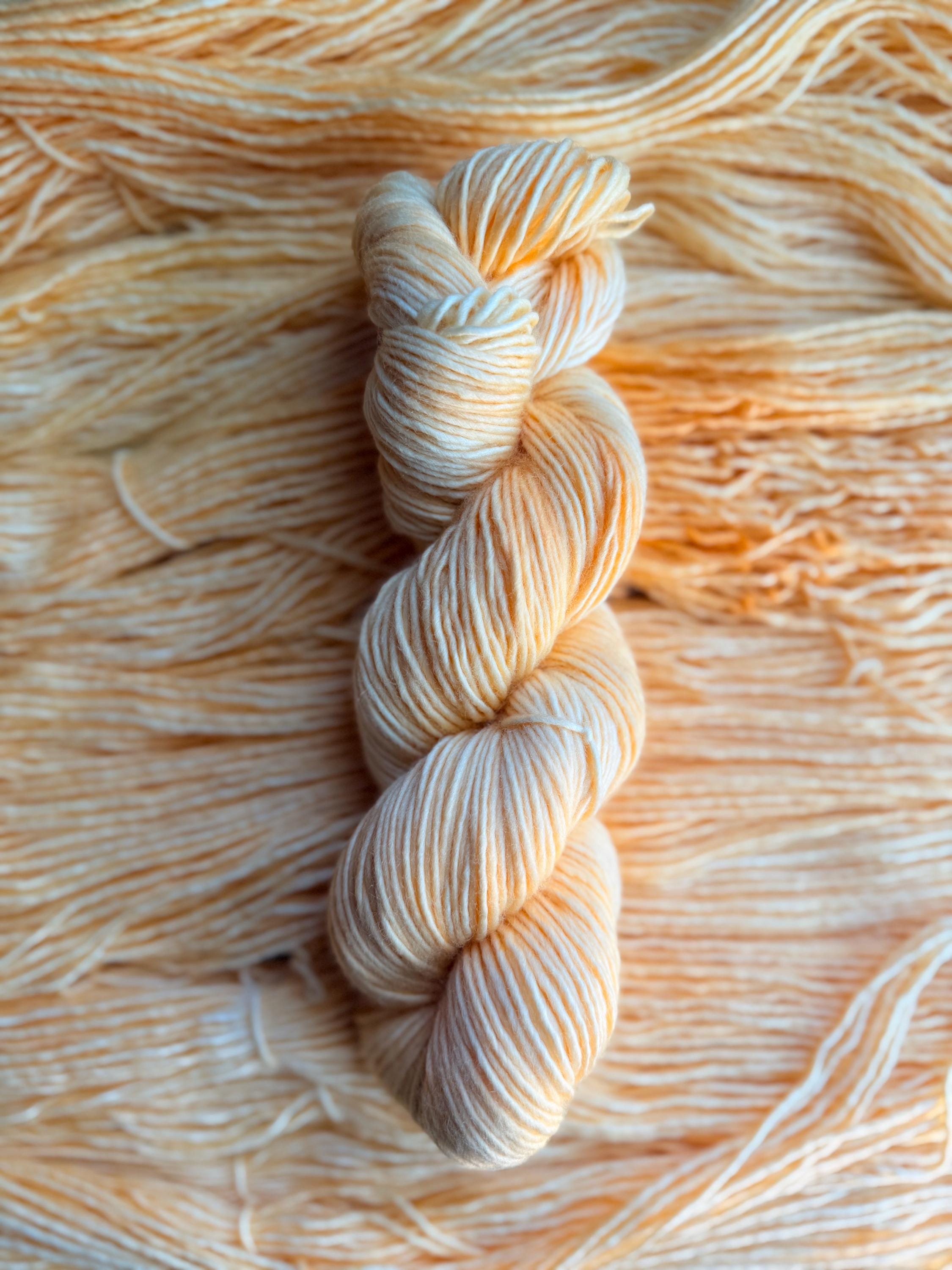 Apricot cream hand dyed (worsted/aran) merino wool, superwash yarn, hank of yarn , for knit crochet