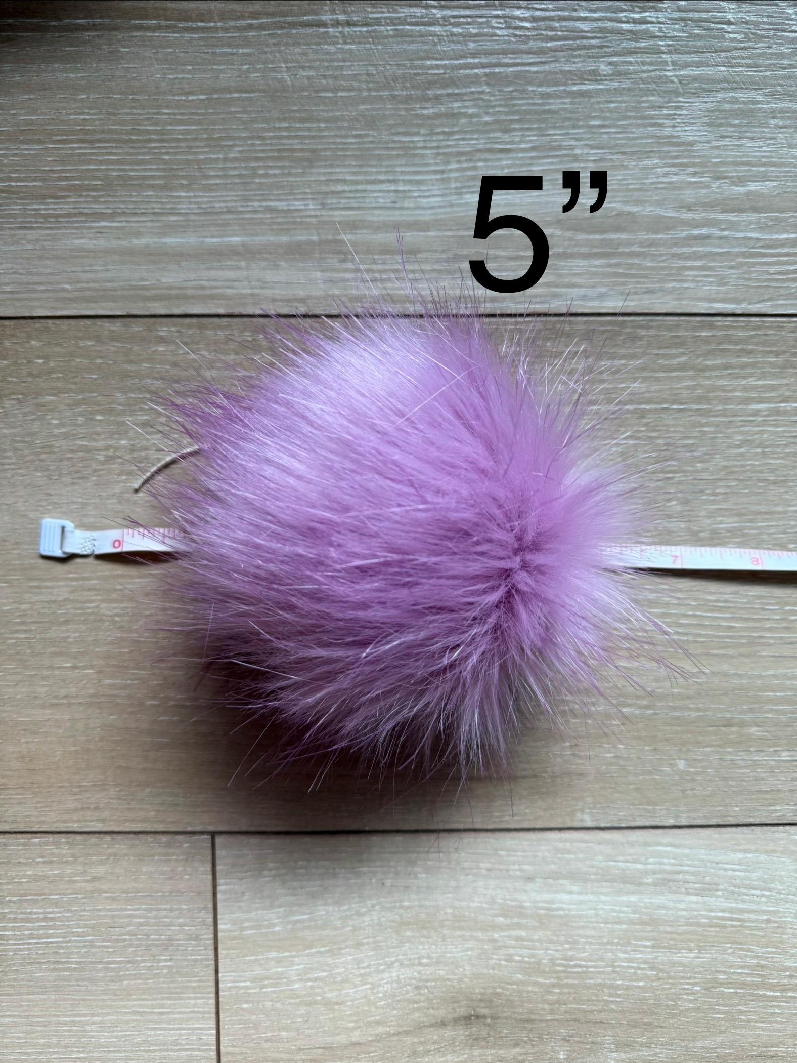 Orchid Pom, faux fur for knit and crochet beanies, small medium large, vegan fur mini, purple pink