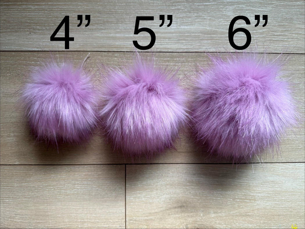 Orchid Pom, faux fur for knit and crochet beanies, small medium large, vegan fur mini, purple pink