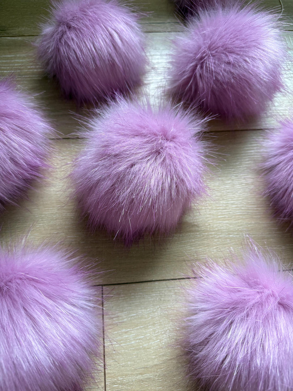 Orchid Pom, faux fur for knit and crochet beanies, small medium large, vegan fur mini, purple pink