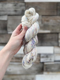 Wildflower dust hand dyed Sock/Fingering cotton yarn, hank of yarn , for knit, crochet, speckled
