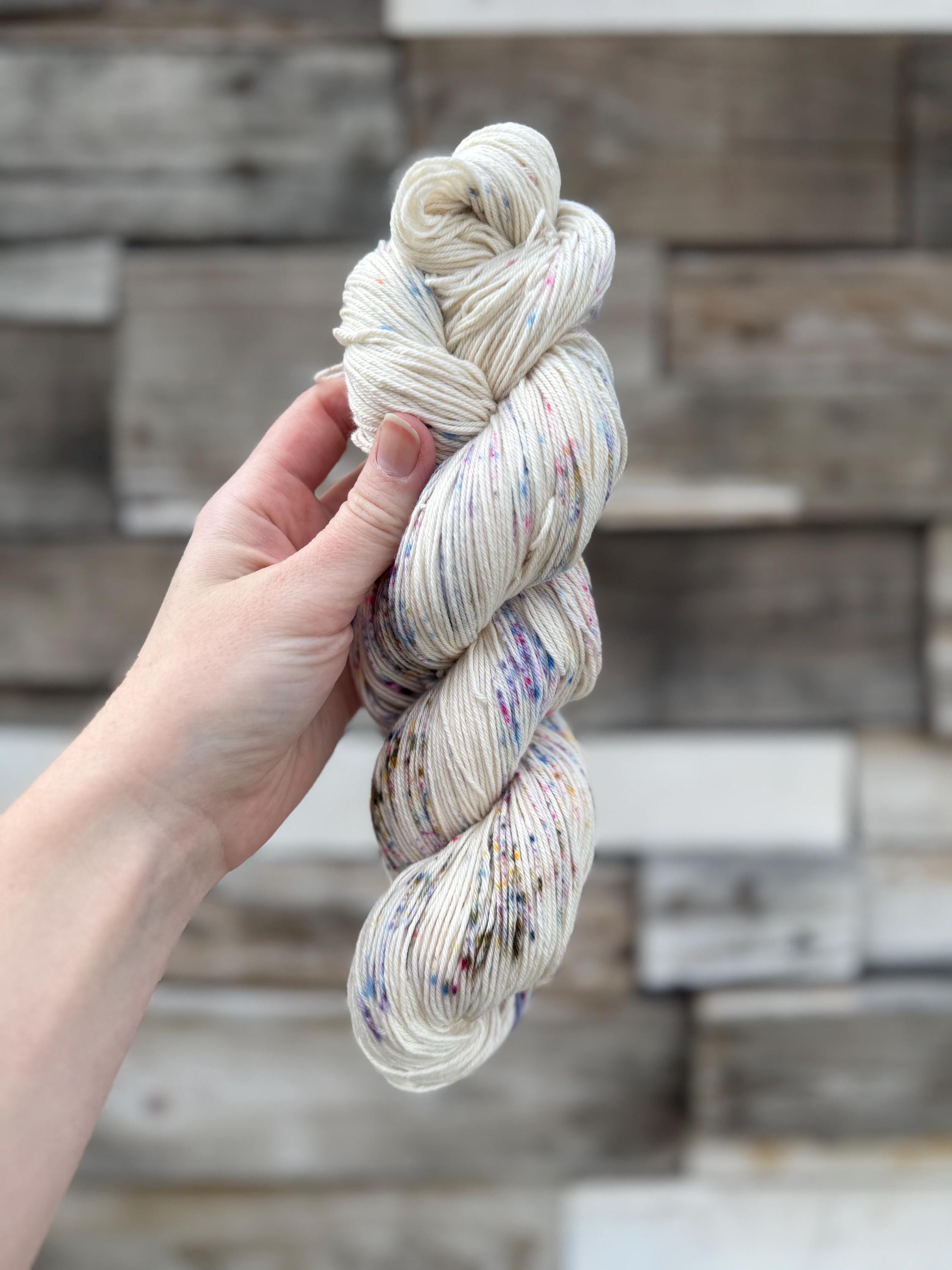 Wildflower dust hand dyed Sock/Fingering cotton yarn, hank of yarn , for knit, crochet, speckled