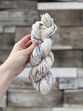 Wildflower dust hand dyed worsted cotton yarn, hank of yarn , for knit, crochet, speckled