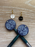 Stitch stopper and stitch marker set for knitting needles, zodiac signs, Gemini, Libra, Scorpio, Aries, cancer, Leo