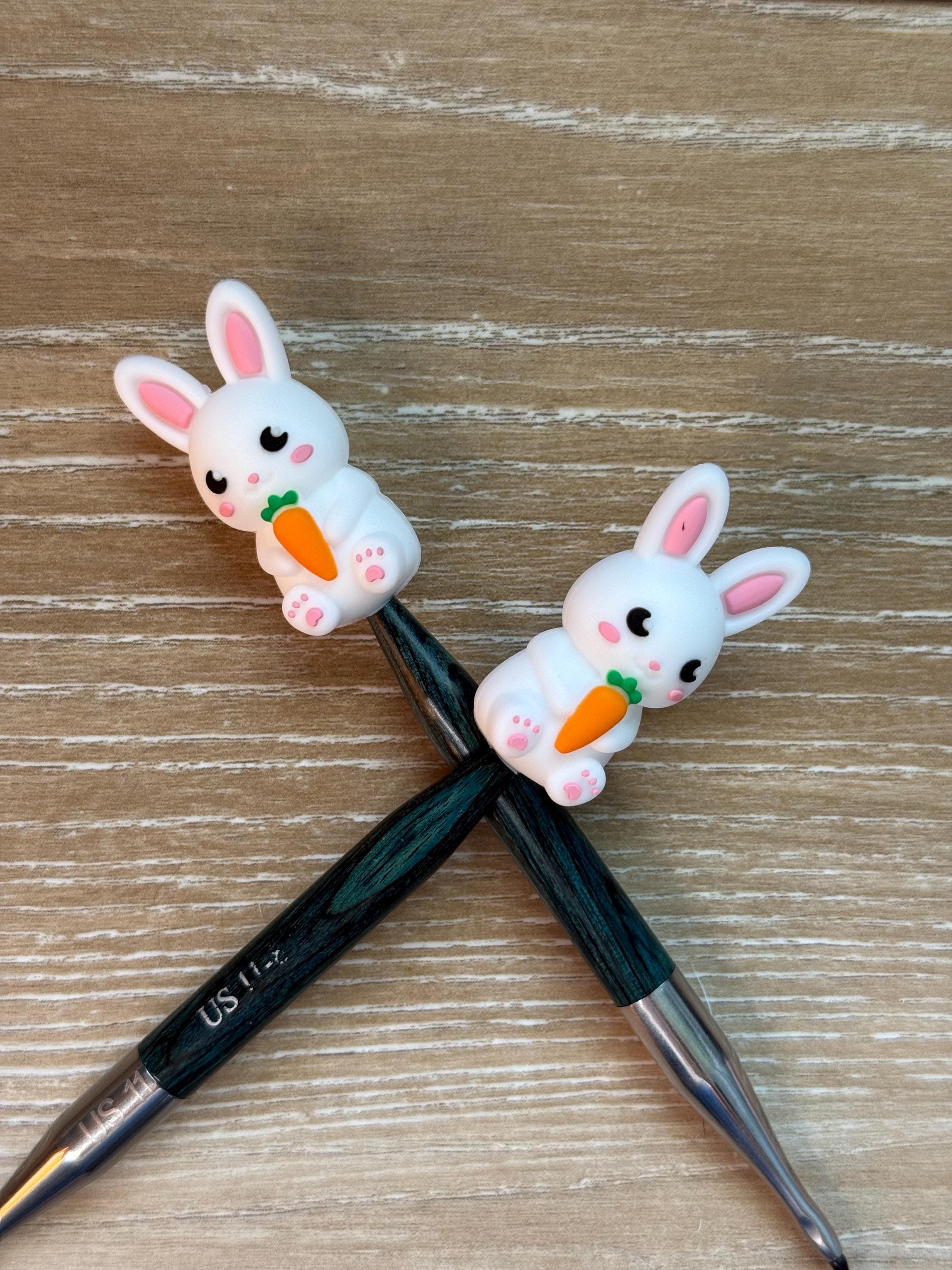 Needle stoppers, needle stopper for knitting needles, Easter bunny